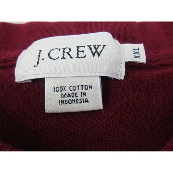 J.CREW‎ Sweatshirt Mens 2XL Burgundy Cotton Long Sleeve Crew Neck Slit Pullover - Picture 4 of 8